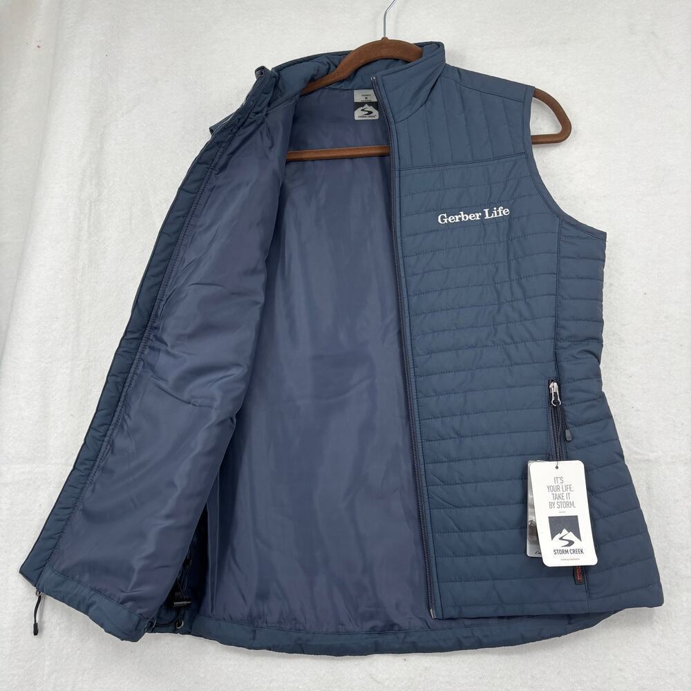 Storm Creek Vest Womens Size M Blue Quilted Full Zip Gerber Life Chest Logo - Picture 5 of 13